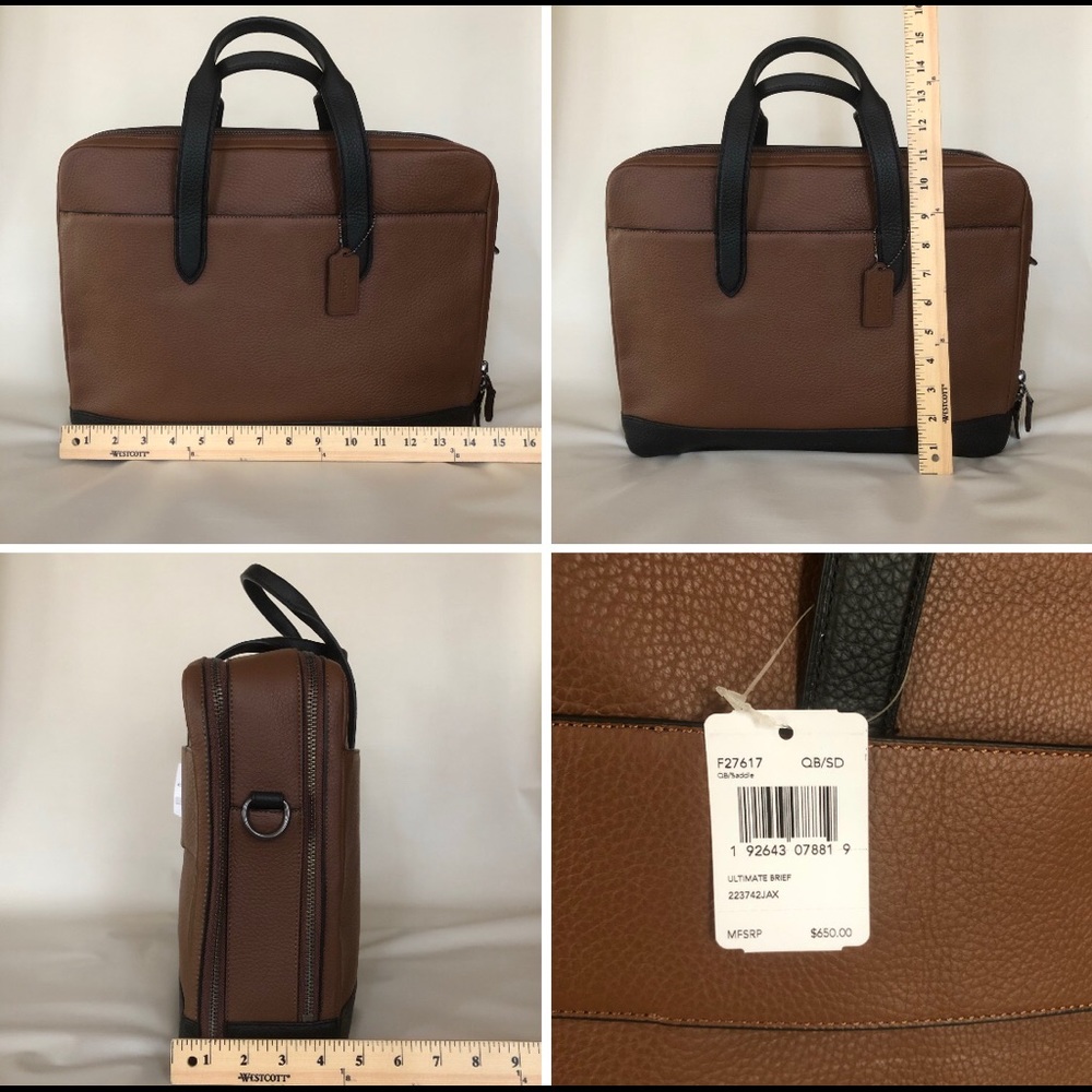 COACH Hamilton Seddle/Black Leather Day Brief - Picture 8 of 8